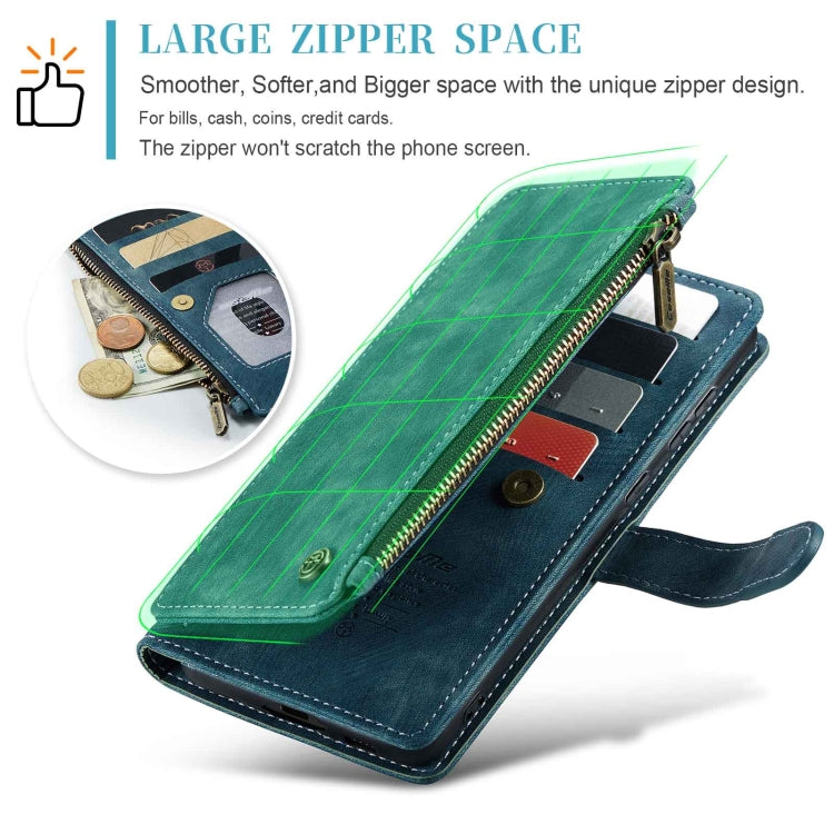 For Samsung Galaxy A55 5G CaseMe C30 Card Slots Zipper Wallet Leather Phone Case(Blue)