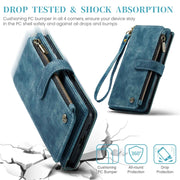 For Samsung Galaxy A55 5G CaseMe C30 Card Slots Zipper Wallet Leather Phone Case(Blue)