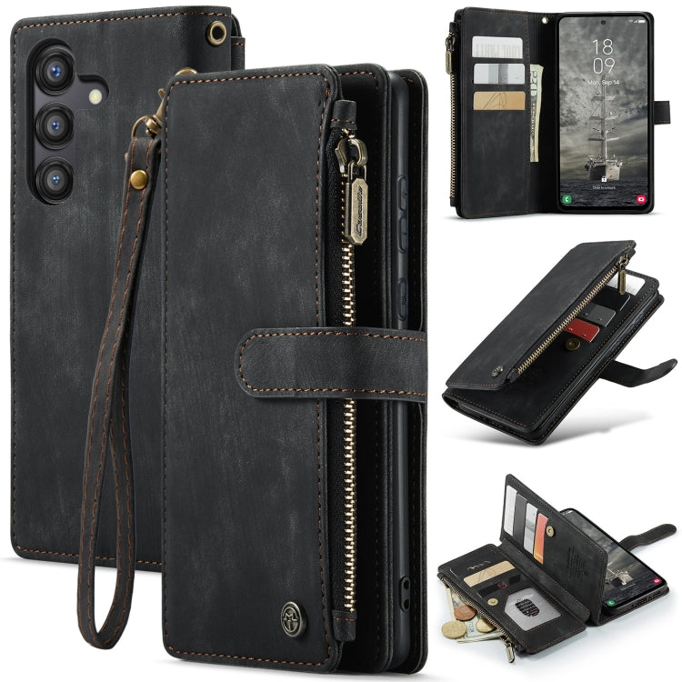 For Samsung Galaxy A35 5G CaseMe C30 Card Slots Zipper Wallet Leather Phone Case(Black)