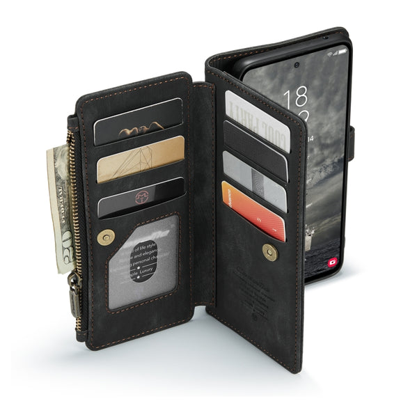 For Samsung Galaxy A35 5G CaseMe C30 Card Slots Zipper Wallet Leather Phone Case(Black)