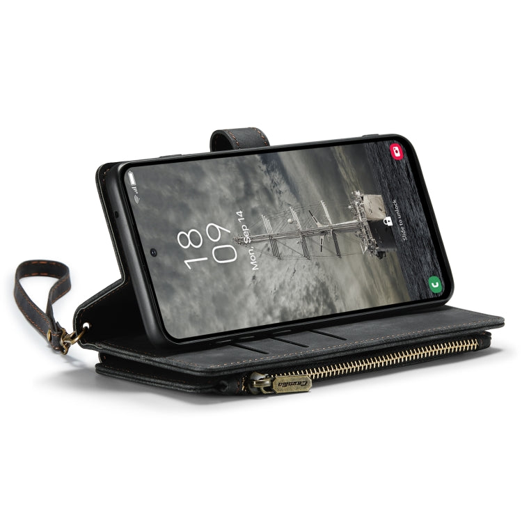 For Samsung Galaxy A35 5G CaseMe C30 Card Slots Zipper Wallet Leather Phone Case(Black)