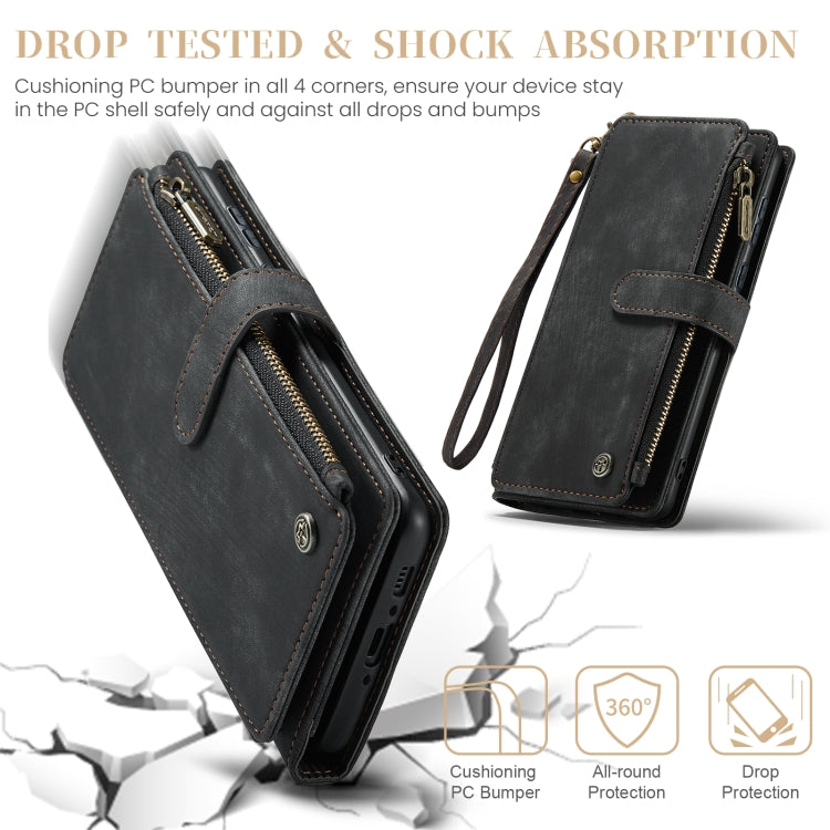 For Samsung Galaxy A35 5G CaseMe C30 Card Slots Zipper Wallet Leather Phone Case(Black)