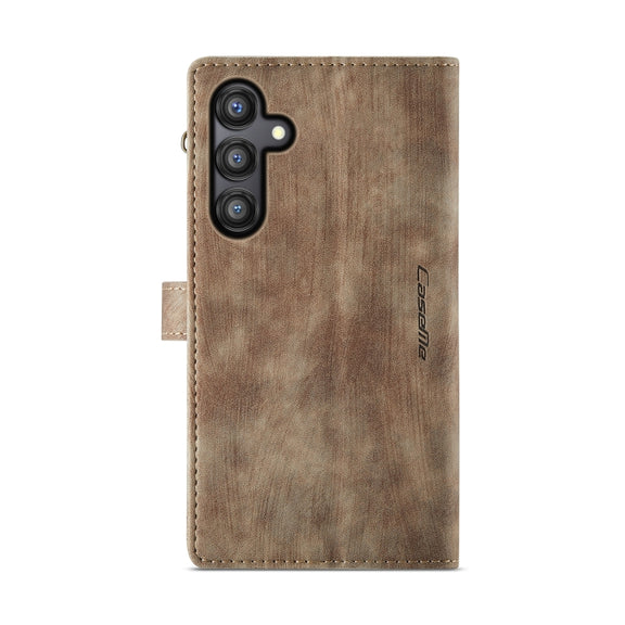 For Samsung Galaxy A35 5G CaseMe C30 Card Slots Zipper Wallet Leather Phone Case(Brown)