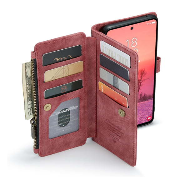 For Samsung Galaxy A35 5G CaseMe C30 Card Slots Zipper Wallet Leather Phone Case(Red)
