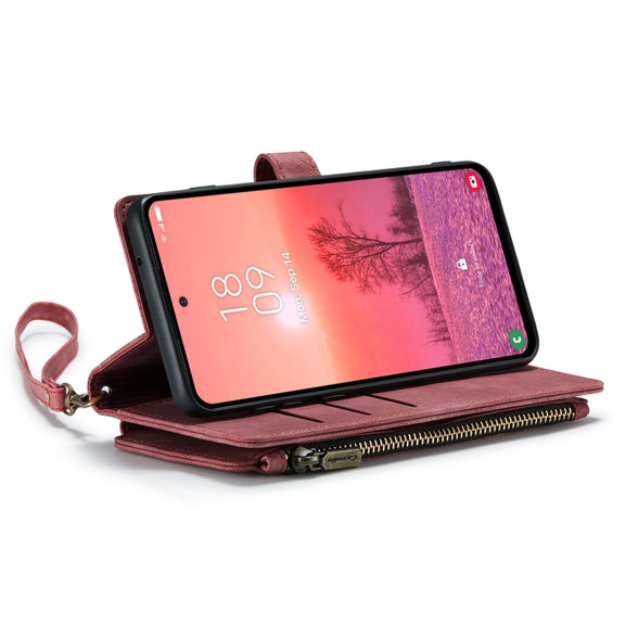 For Samsung Galaxy A35 5G CaseMe C30 Card Slots Zipper Wallet Leather Phone Case(Red)