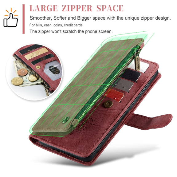 For Samsung Galaxy A35 5G CaseMe C30 Card Slots Zipper Wallet Leather Phone Case(Red)