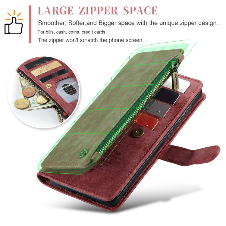 For Samsung Galaxy A35 5G CaseMe C30 Card Slots Zipper Wallet Leather Phone Case(Red)