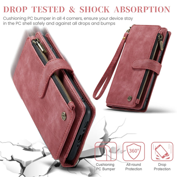 For Samsung Galaxy A35 5G CaseMe C30 Card Slots Zipper Wallet Leather Phone Case(Red)