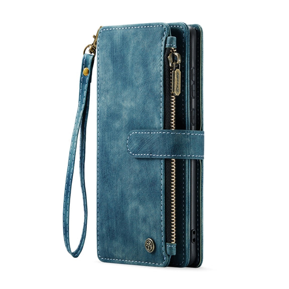 For Samsung Galaxy A35 5G CaseMe C30 Card Slots Zipper Wallet Leather Phone Case(Blue)