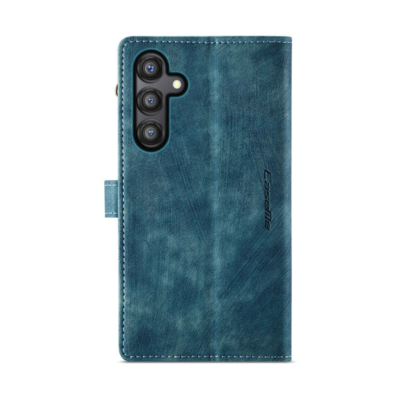 For Samsung Galaxy A35 5G CaseMe C30 Card Slots Zipper Wallet Leather Phone Case(Blue)