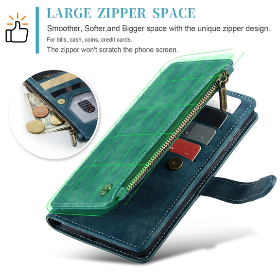For Samsung Galaxy A35 5G CaseMe C30 Card Slots Zipper Wallet Leather Phone Case(Blue)