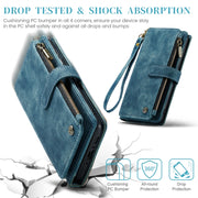 For Samsung Galaxy A35 5G CaseMe C30 Card Slots Zipper Wallet Leather Phone Case(Blue)