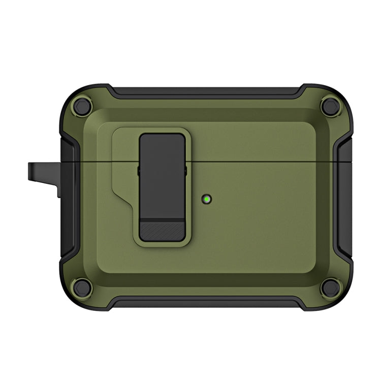 For AirPods Pro 2 TPU + PC Wireless Bluetooth Earphone Protective Case with Switch Lock & Hook(Dark Green) - For AirPods Pro 2 by PMC Jewellery | Online Shopping South Africa | PMC Jewellery | Buy Now Pay Later Mobicred