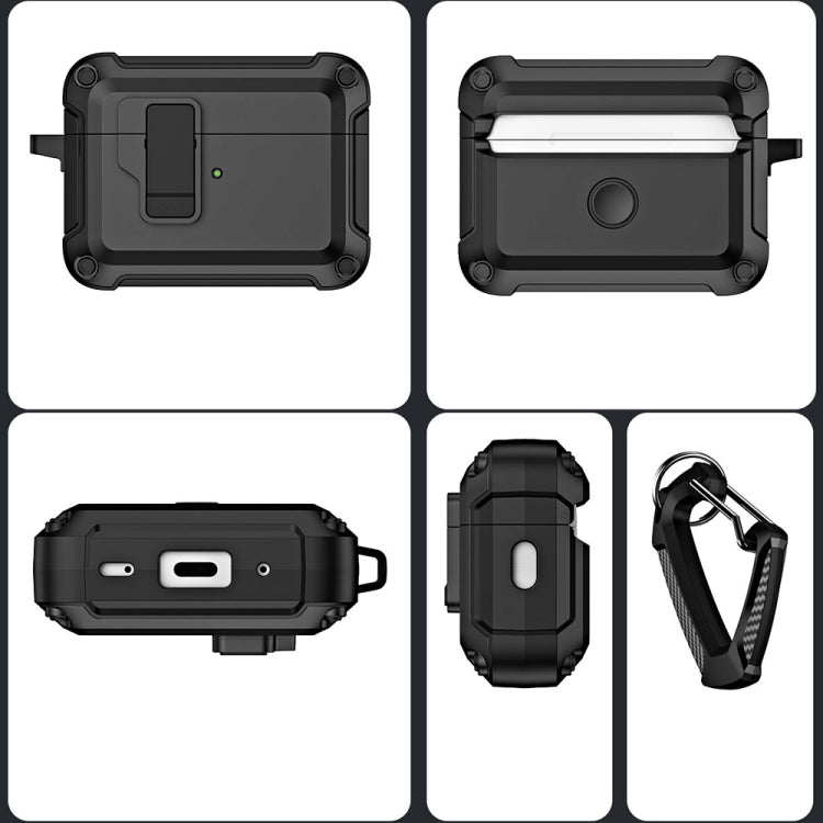 For AirPods Pro 2 TPU + PC Wireless Bluetooth Earphone Protective Case with Switch Lock & Hook(Red)