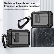 For AirPods Pro 2 TPU + PC Wireless Bluetooth Earphone Protective Case with Switch Lock & Hook(Blue)