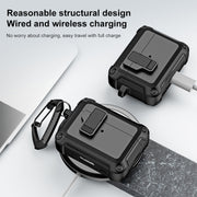 For AirPods Pro 2 TPU + PC Wireless Bluetooth Earphone Protective Case with Switch Lock & Hook(Grey)