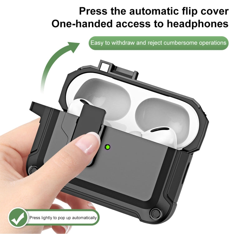 For AirPods Pro 2 TPU + PC Wireless Bluetooth Earphone Protective Case with Switch Lock & Hook(White)