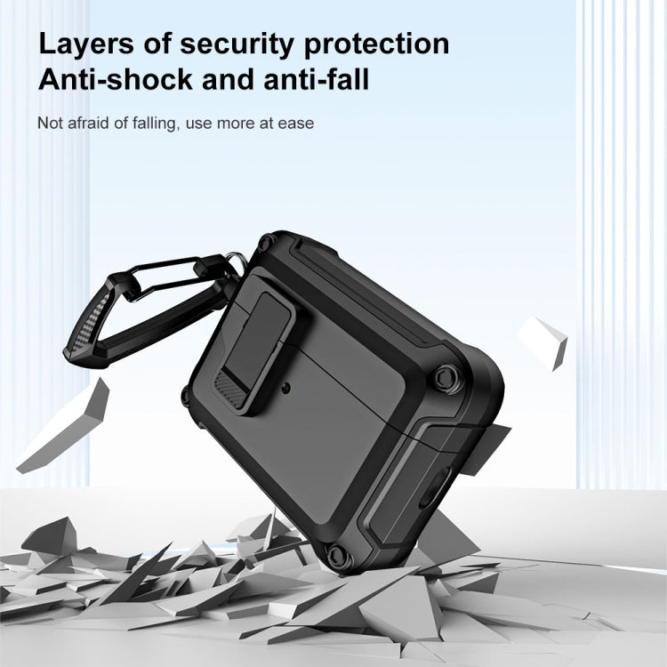 For AirPods Pro 2 TPU + PC Wireless Bluetooth Earphone Protective Case with Switch Lock & Hook(White) - For AirPods Pro 2 by PMC Jewellery | Online Shopping South Africa | PMC Jewellery | Buy Now Pay Later Mobicred