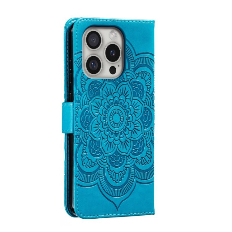 For iPhone 16 Pro Mandala Embossing Pattern Horizontal Flip Leather Phone Case(Blue) - iPhone 16 Pro Cases by PMC TechLife | Online Shopping South Africa | PMC TechLife | Buy Now Pay Later Mobicred