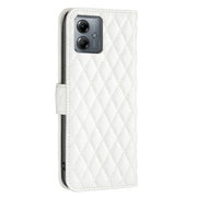 For Motorola Moto G14 4G Diamond Lattice Wallet Flip Leather Phone Case(White)