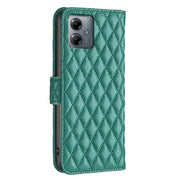 For Motorola Moto G14 4G Diamond Lattice Wallet Flip Leather Phone Case(Green)
