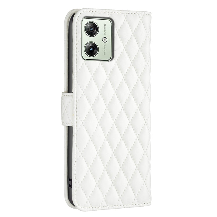 For Motorola Moto G54 5G EU Edition Diamond Lattice Wallet Flip Leather Phone Case(White) - Motorola Cases by PMC TechLife | Online Shopping South Africa | PMC TechLife | Buy Now Pay Later Mobicred