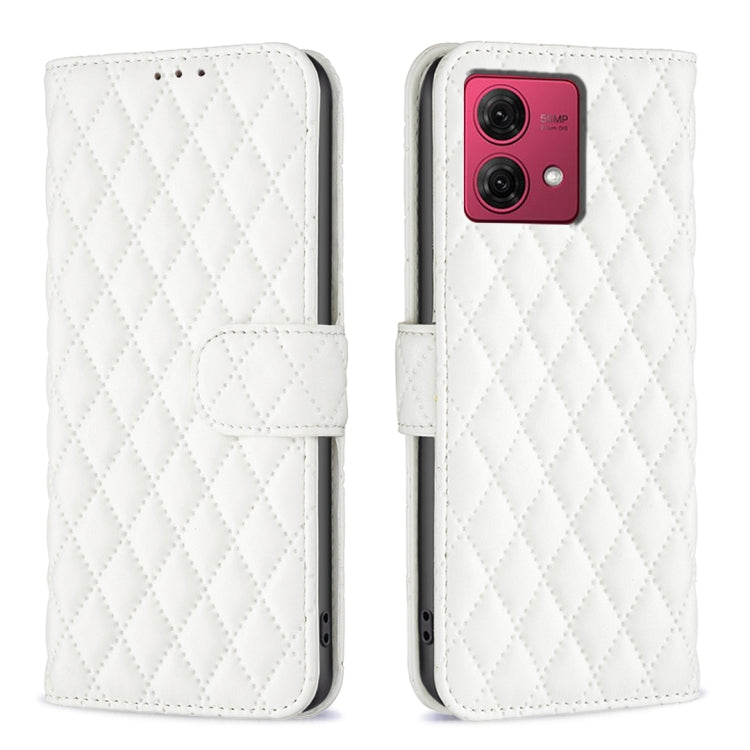 For Motorola Moto G84 Diamond Lattice Wallet Flip Leather Phone Case(White) - Motorola Cases by PMC TechLife | Online Shopping South Africa | PMC TechLife | Buy Now Pay Later Mobicred