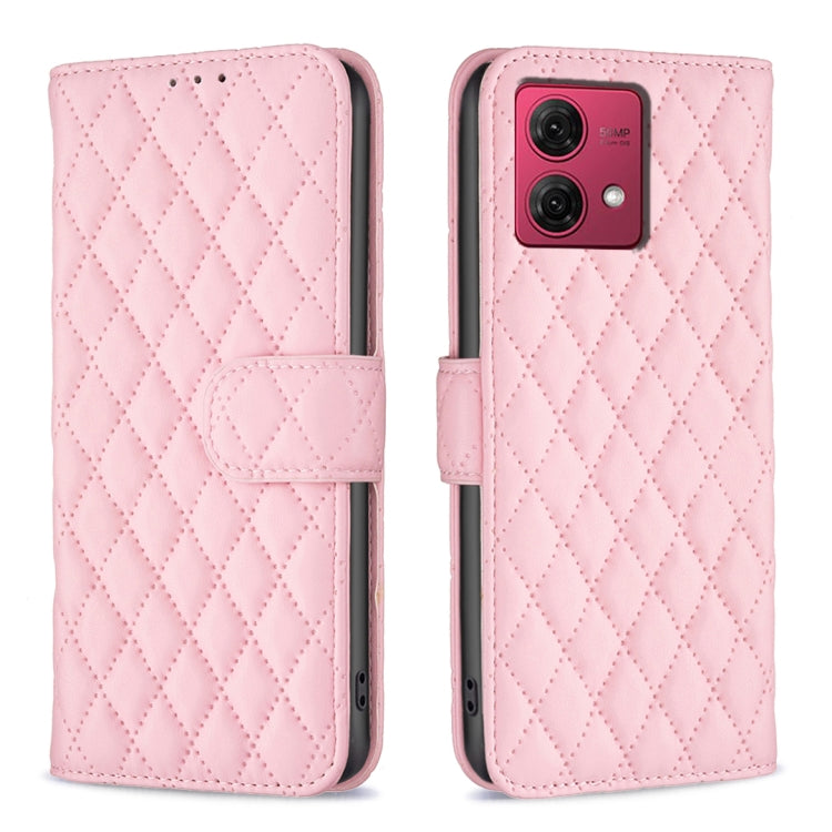 For Motorola Moto G84 Diamond Lattice Wallet Flip Leather Phone Case(Pink) - Motorola Cases by PMC TechLife | Online Shopping South Africa | PMC TechLife | Buy Now Pay Later Mobicred
