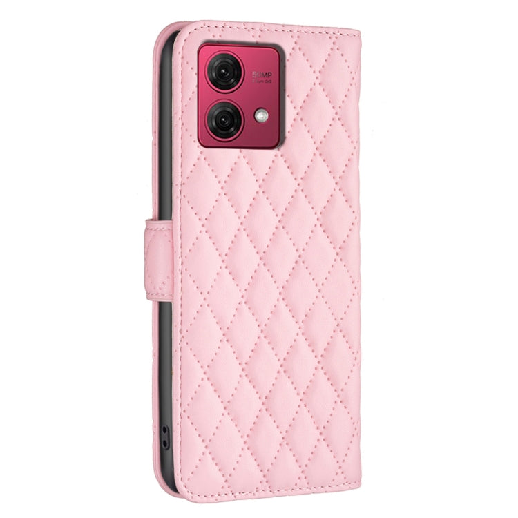 For Motorola Moto G84 Diamond Lattice Wallet Flip Leather Phone Case(Pink) - Motorola Cases by PMC TechLife | Online Shopping South Africa | PMC TechLife | Buy Now Pay Later Mobicred