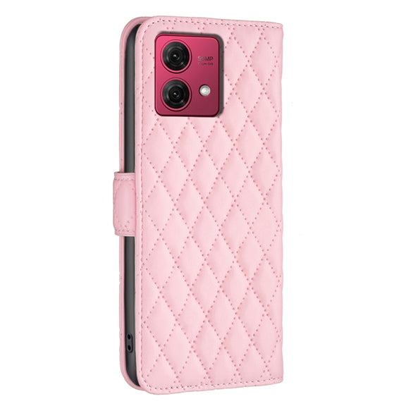 For Motorola Moto G84 Diamond Lattice Wallet Flip Leather Phone Case(Pink)