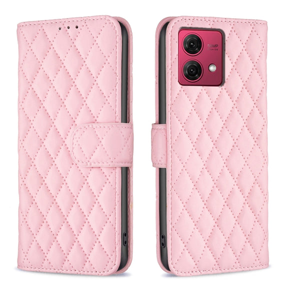 For Motorola Moto G84 Diamond Lattice Wallet Flip Leather Phone Case(Pink)