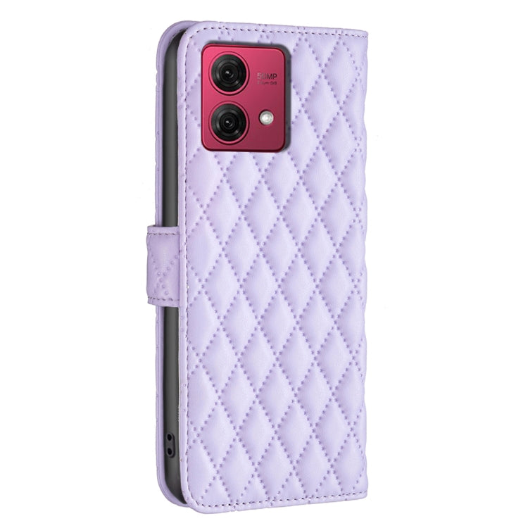 For Motorola Moto G84 Diamond Lattice Wallet Flip Leather Phone Case(Purple) - Motorola Cases by PMC TechLife | Online Shopping South Africa | PMC TechLife | Buy Now Pay Later Mobicred