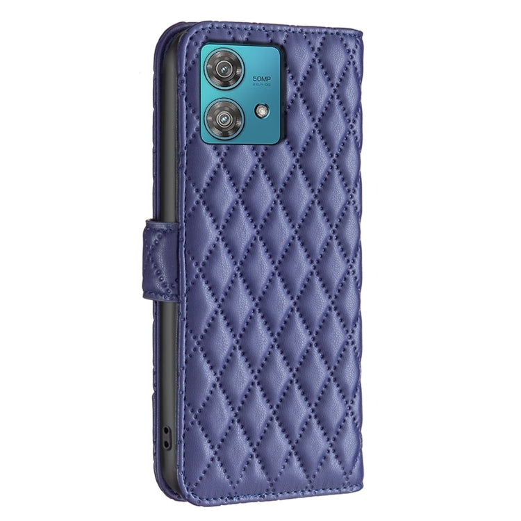 For Motorola Edge 40 Neo Diamond Lattice Wallet Flip Leather Phone Case(Blue) - Motorola Cases by PMC TechLife | Online Shopping South Africa | PMC TechLife | Buy Now Pay Later Mobicred