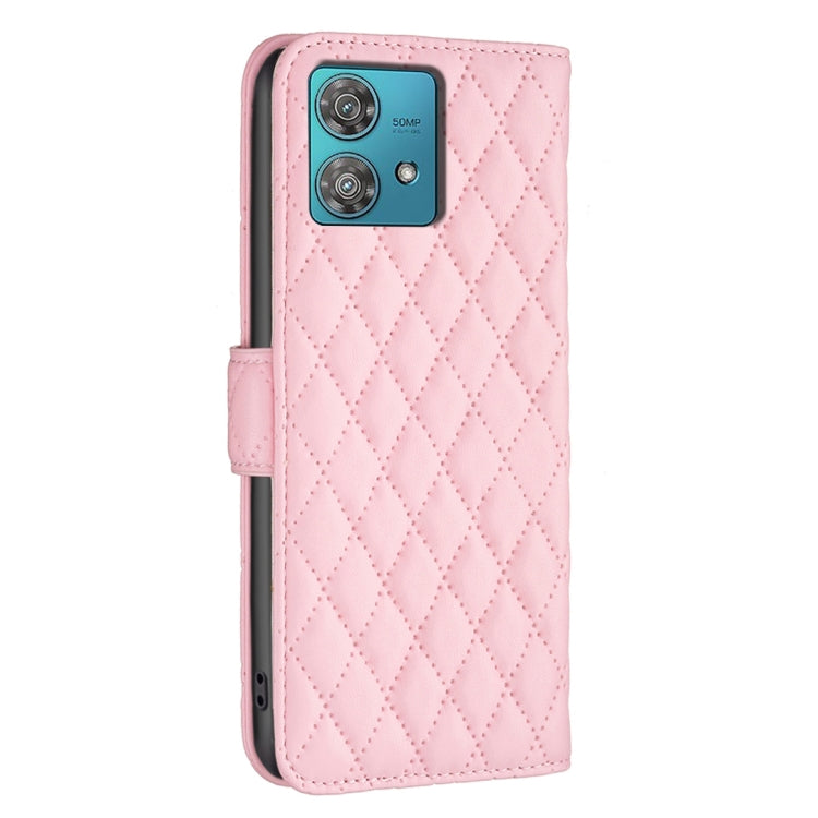 For Motorola Edge 40 Neo Diamond Lattice Wallet Flip Leather Phone Case(Pink)