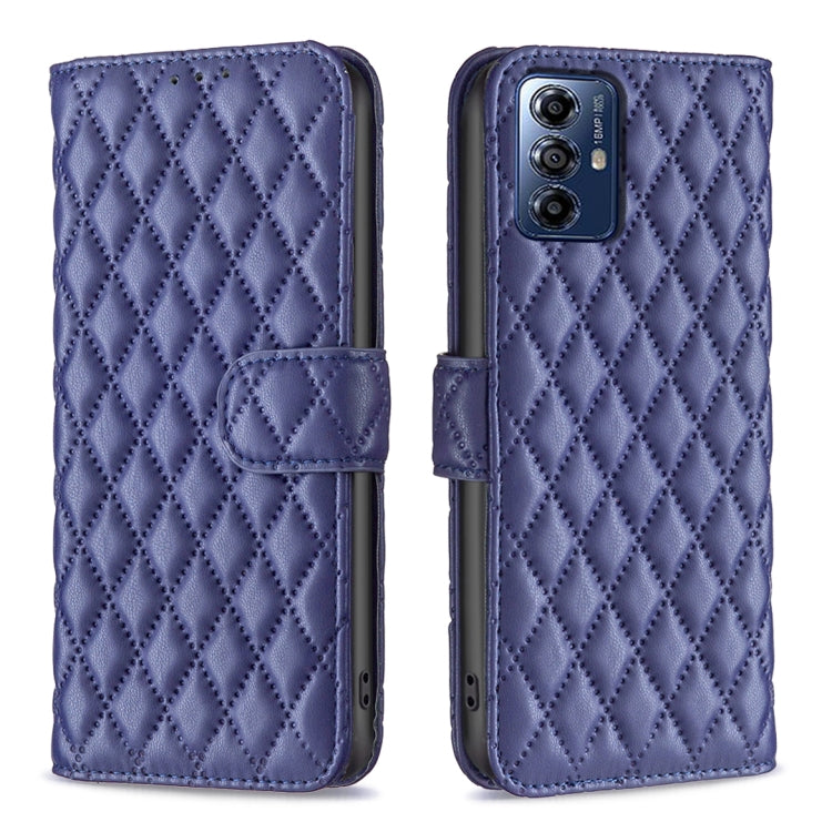 For Motorola Moto G Play 2024 Diamond Lattice Wallet Flip Leather Phone Case(Blue) - Motorola Cases by PMC TechLife | Online Shopping South Africa | PMC TechLife | Buy Now Pay Later Mobicred