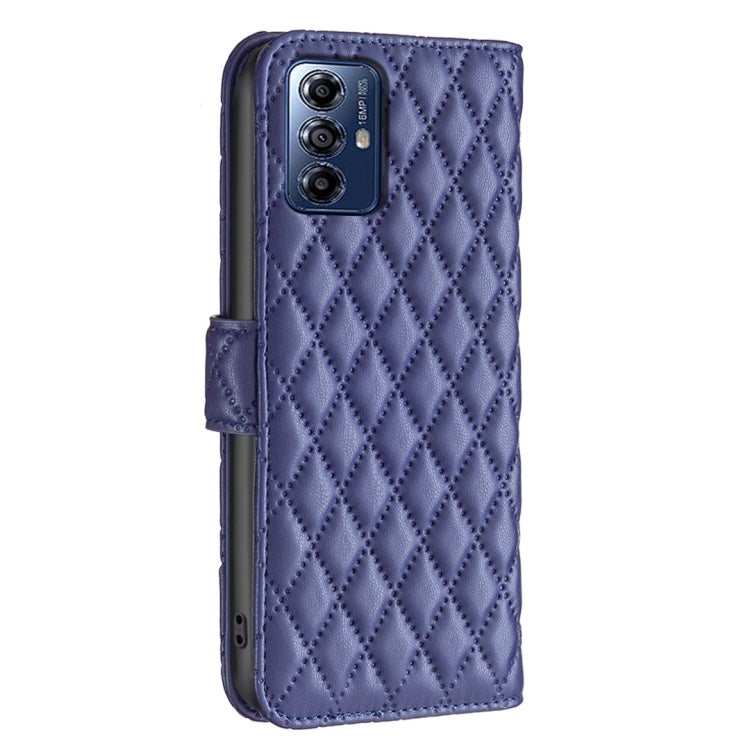 For Motorola Moto G Play 2024 Diamond Lattice Wallet Flip Leather Phone Case(Blue) - Motorola Cases by PMC TechLife | Online Shopping South Africa | PMC TechLife | Buy Now Pay Later Mobicred