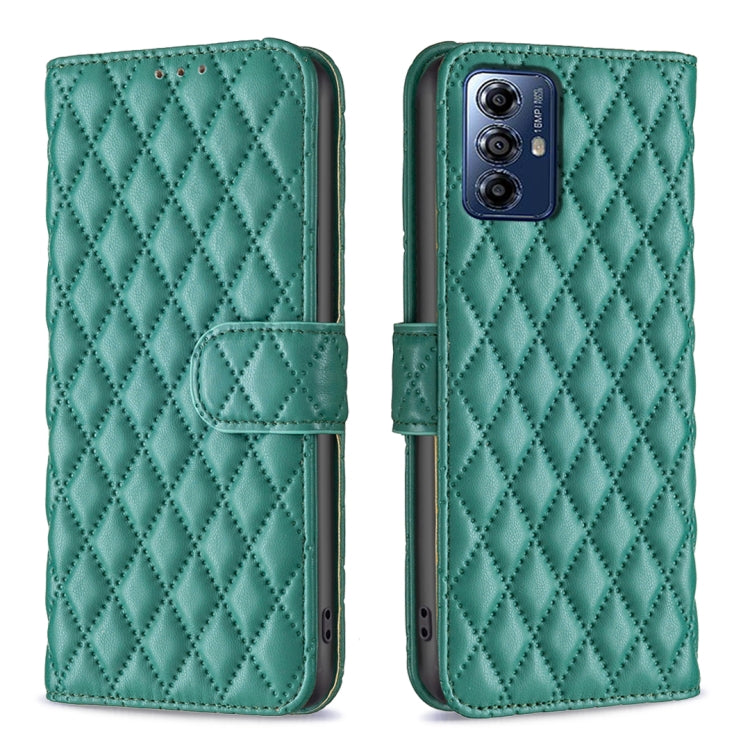 For Motorola Moto G Play 2024 Diamond Lattice Wallet Flip Leather Phone Case(Green) - Motorola Cases by PMC TechLife | Online Shopping South Africa | PMC TechLife | Buy Now Pay Later Mobicred