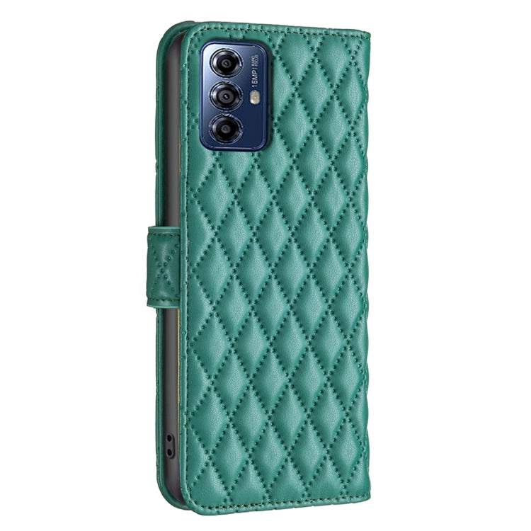 For Motorola Moto G Play 2024 Diamond Lattice Wallet Flip Leather Phone Case(Green) - Motorola Cases by PMC TechLife | Online Shopping South Africa | PMC TechLife | Buy Now Pay Later Mobicred