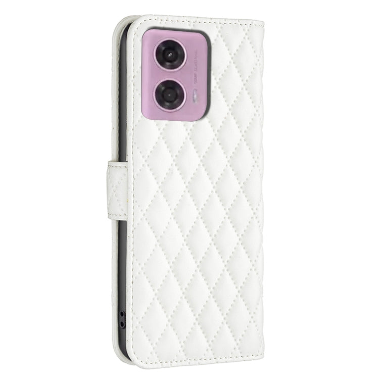 For Motorola Moto G34 5G Diamond Lattice Wallet Flip Leather Phone Case(White) - Motorola Cases by PMC TechLife | Online Shopping South Africa | PMC TechLife | Buy Now Pay Later Mobicred