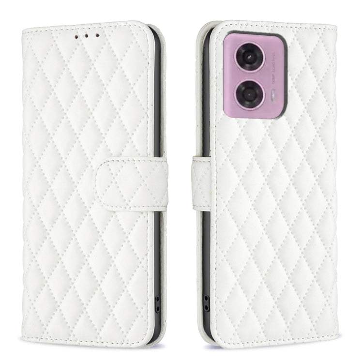 For Motorola Moto G24 Diamond Lattice Wallet Flip Leather Phone Case(White) - Motorola Cases by PMC TechLife | Online Shopping South Africa | PMC TechLife | Buy Now Pay Later Mobicred