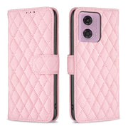 For Motorola Moto G24 Diamond Lattice Wallet Flip Leather Phone Case(Pink)