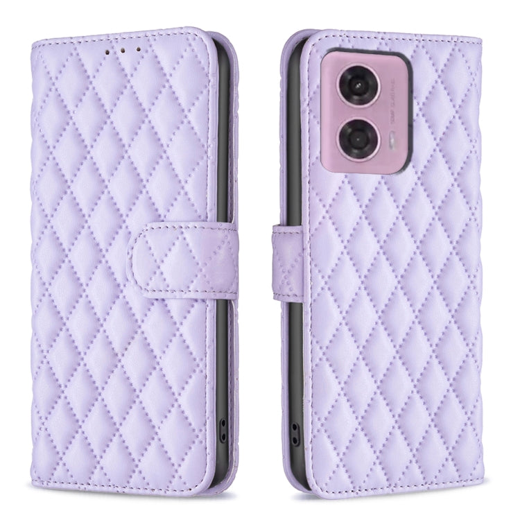 For Motorola Moto G24 Diamond Lattice Wallet Flip Leather Phone Case(Purple) - Motorola Cases by PMC TechLife | Online Shopping South Africa | PMC TechLife | Buy Now Pay Later Mobicred