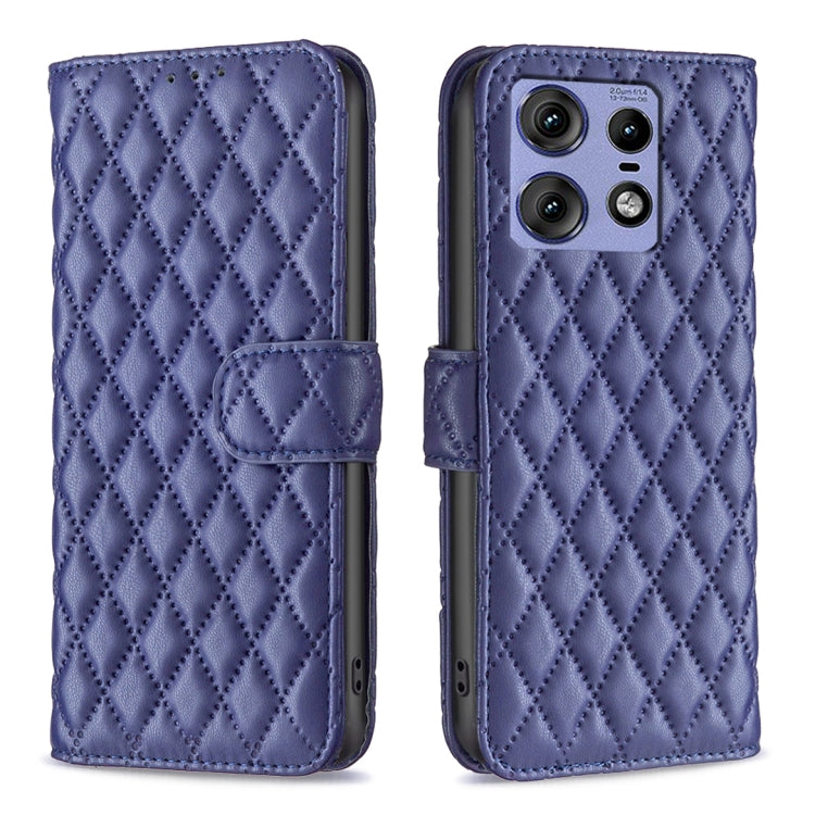 For Motorola Edge 50 Pro 5G Diamond Lattice Wallet Flip Leather Phone Case(Blue) - Motorola Cases by PMC TechLife | Online Shopping South Africa | PMC TechLife | Buy Now Pay Later Mobicred
