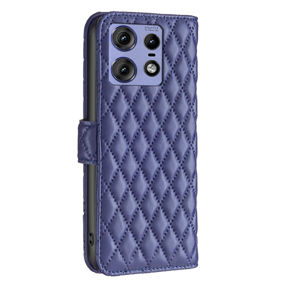 For Motorola Edge 50 Pro 5G Diamond Lattice Wallet Flip Leather Phone Case(Blue)