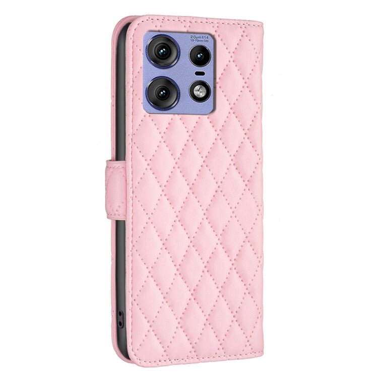 For Motorola Edge 50 Pro 5G Diamond Lattice Wallet Flip Leather Phone Case(Pink) - Motorola Cases by PMC TechLife | Online Shopping South Africa | PMC TechLife | Buy Now Pay Later Mobicred