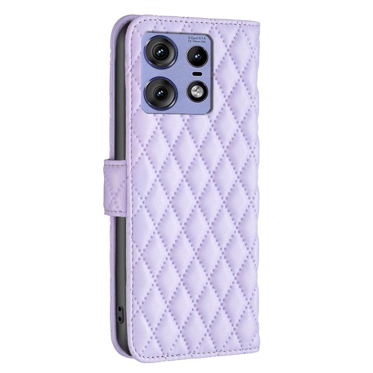 For Motorola Edge 50 Pro 5G Diamond Lattice Wallet Flip Leather Phone Case(Purple) - Motorola Cases by PMC TechLife | Online Shopping South Africa | PMC TechLife | Buy Now Pay Later Mobicred