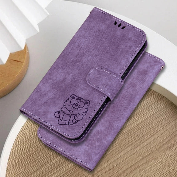 For Google Pixel 9 Pro Little Tiger Embossed Leather Phone Case(Purple)