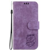For Google Pixel 9 Pro Little Tiger Embossed Leather Phone Case(Purple)