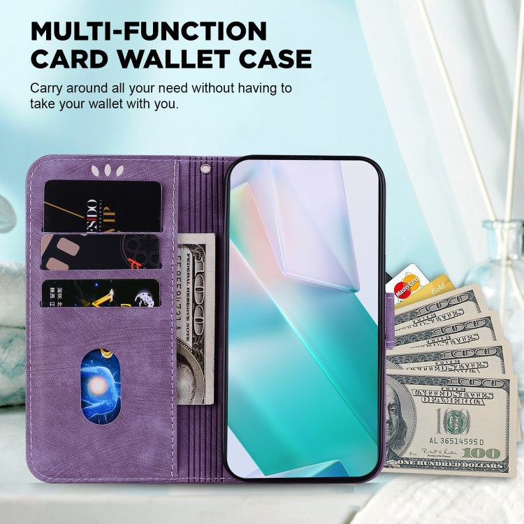For Google Pixel 9 Pro Little Tiger Embossed Leather Phone Case(Purple)