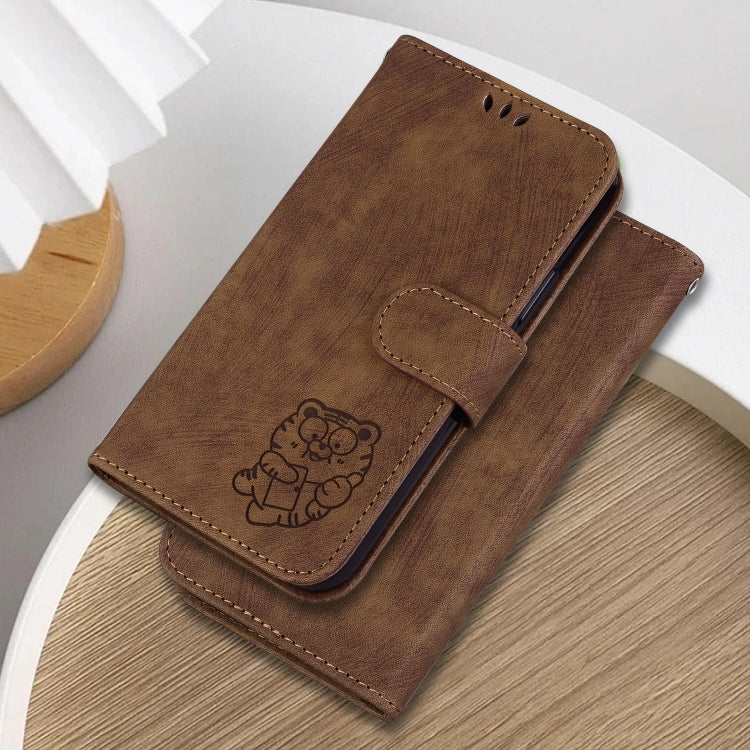 For Google Pixel 9 Pro Little Tiger Embossed Leather Phone Case(Brown)
